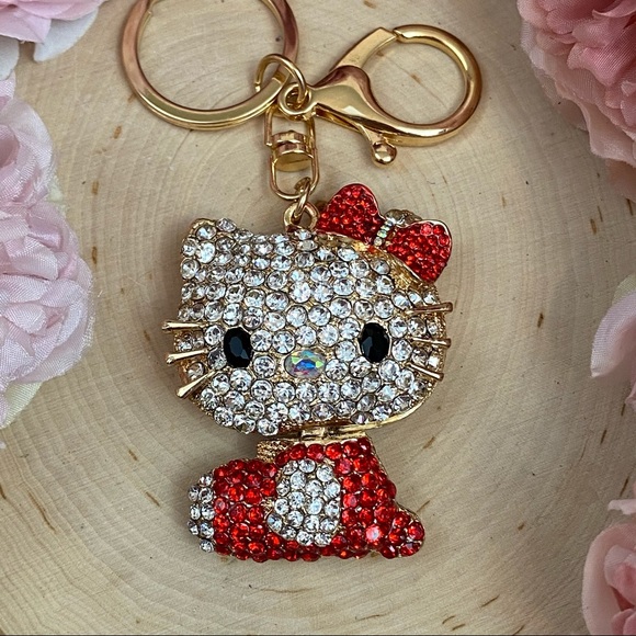 Hello Kitty with Red Crystal Dress & Bow Keychain Charm - Picture 7 of 12
